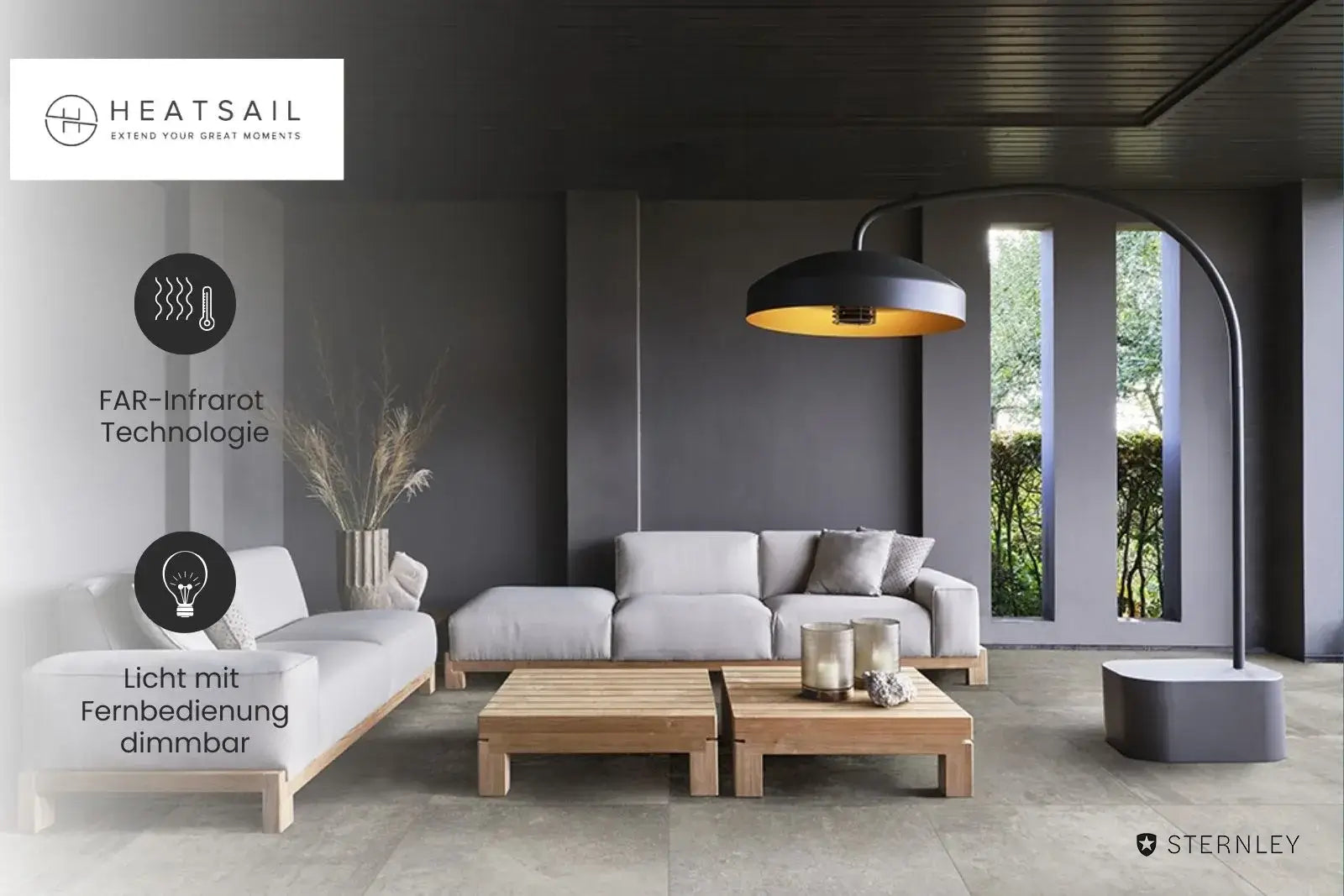 Heatsail Disc | Bogenlampe mit Infrarot-Heizstrahler