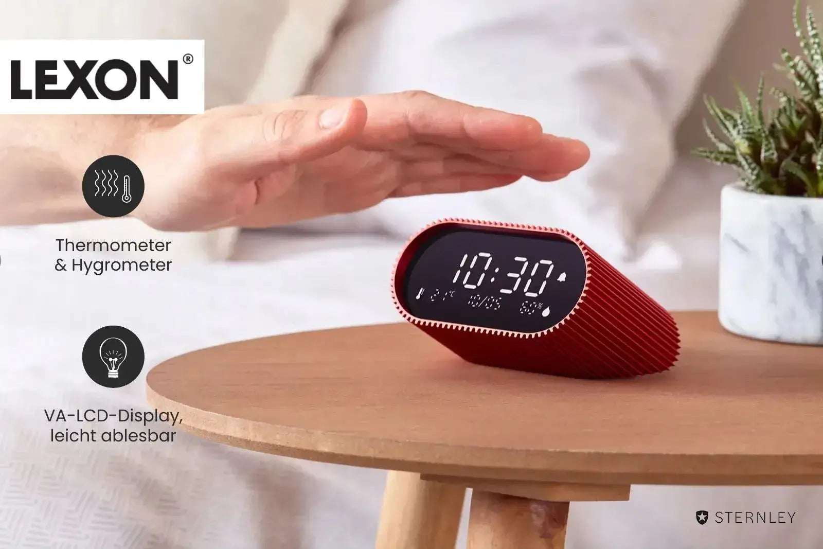 LEXON Ray | LCD-Wecker mit Thermometer und Hygrometer