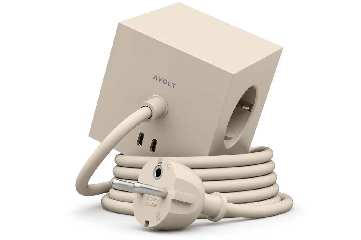 Avolt Mehrfachsteckdose Verlängerung | Square 1 | 2 x USB-C