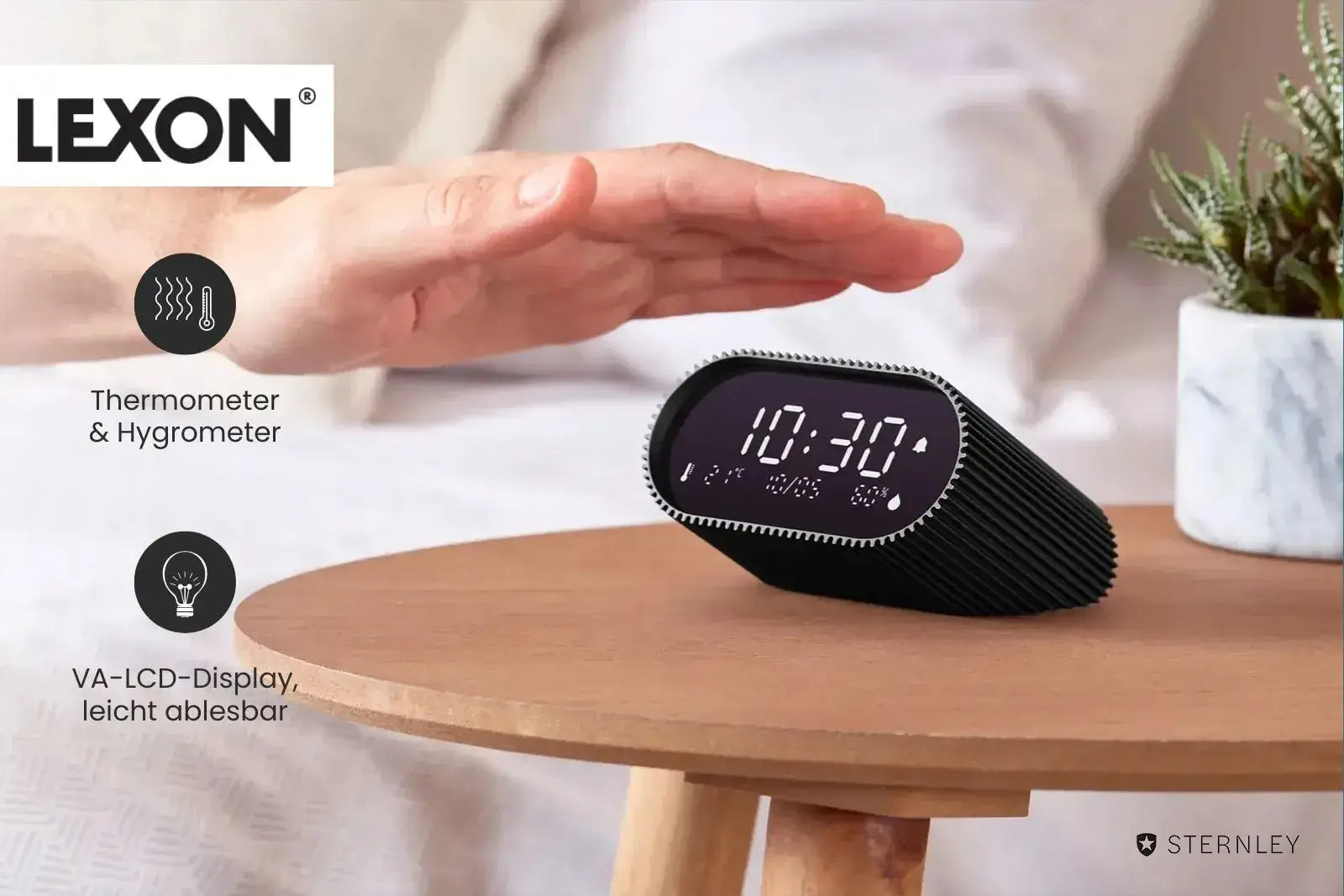 LEXON Ray |  LCD-Wecker mit Thermometer und Hygrometer