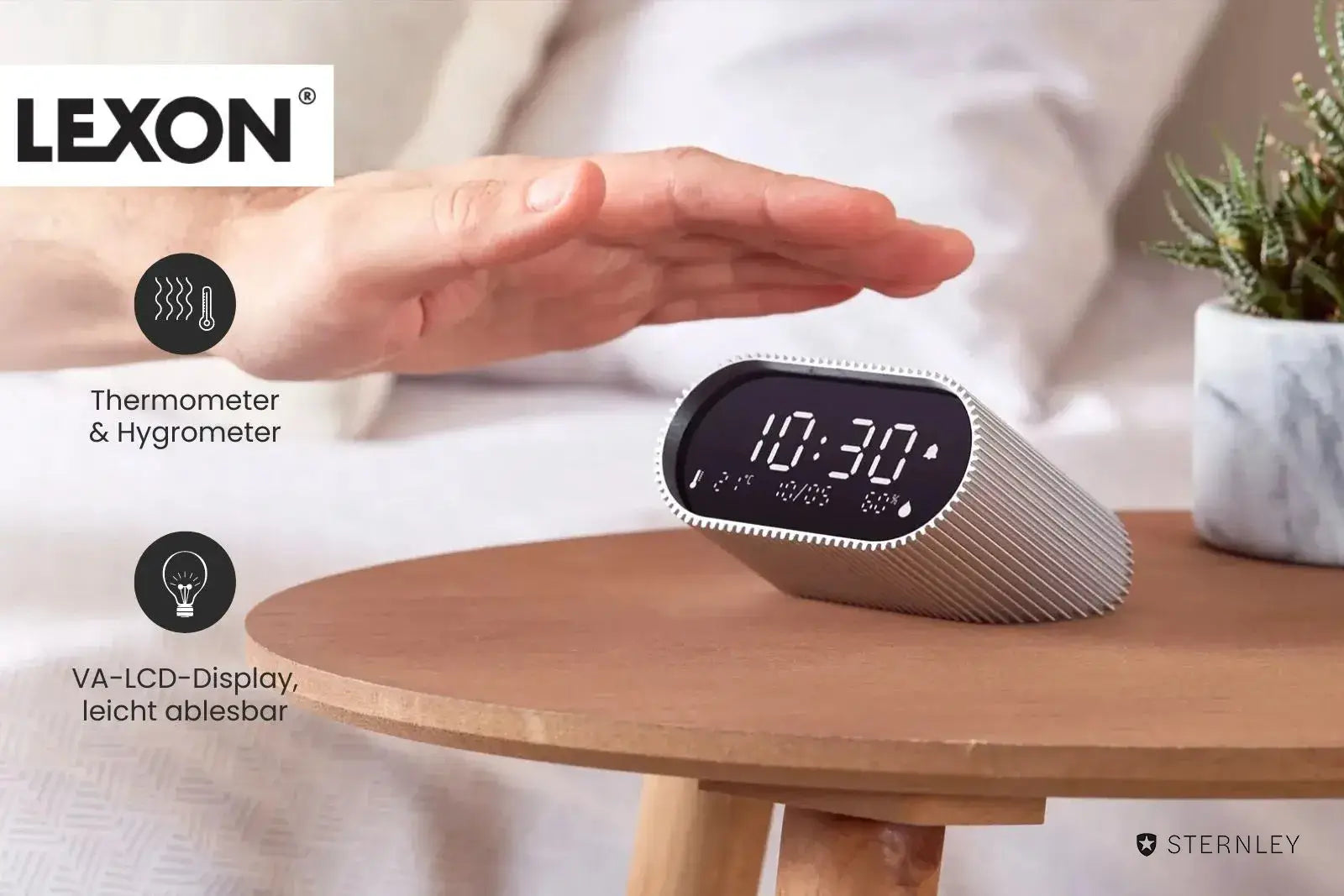 LEXON Ray |  LCD-Wecker mit Thermometer und Hygrometer