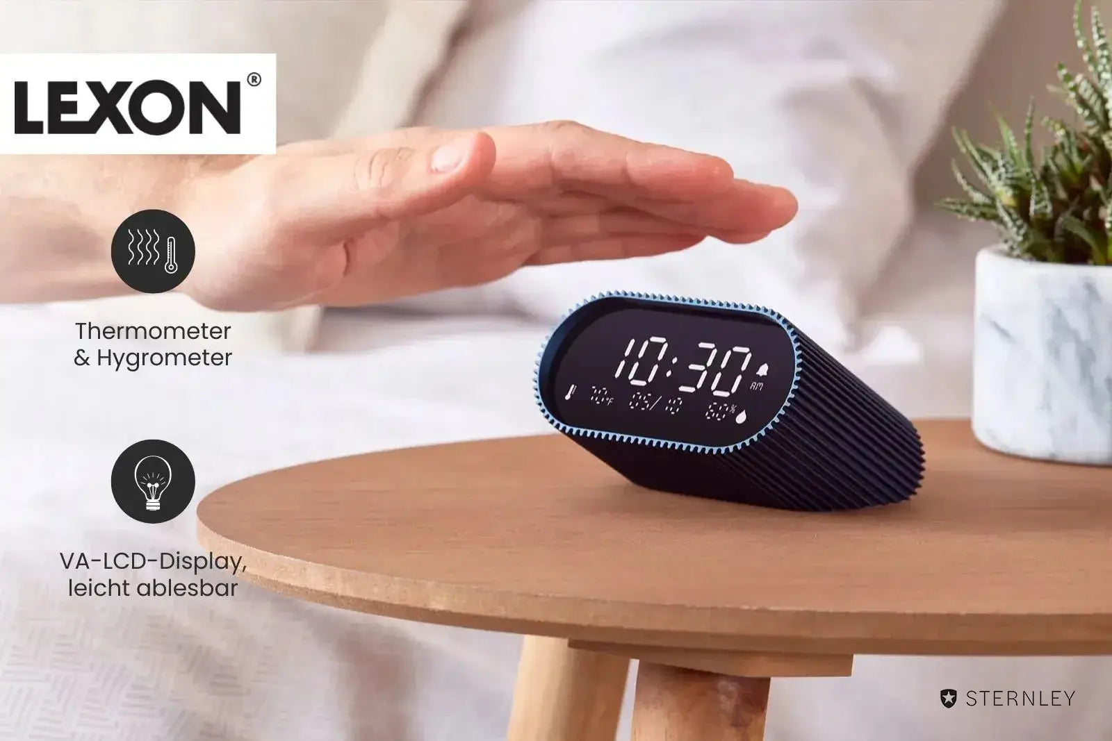 LEXON Ray |  LCD-Wecker mit Thermometer und Hygrometer