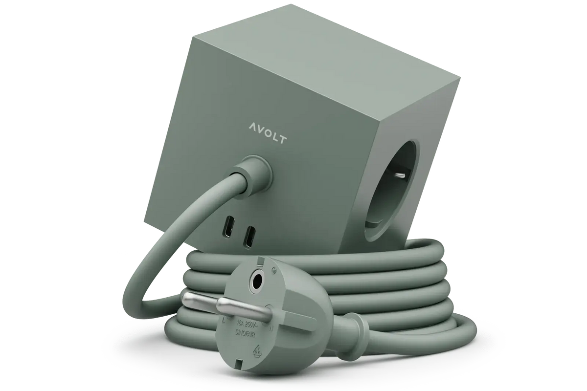 Avolt Mehrfachsteckdose Verlängerung | Square 1 | 2 x USB-C