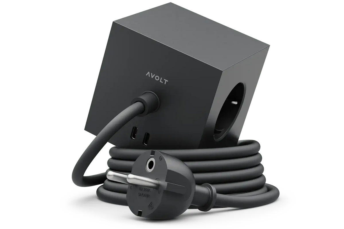 Avolt Mehrfachsteckdose Verlängerung | Square 1 | 2 x USB-C